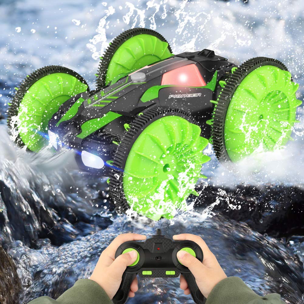 Growsland Remote Control Car, Kids Toys Amphibious Waterproof Stunt RC Car with 360°Rotation & Flip Double Side High Speed Off-road Car Toy Racing Vehicle Gifts for Boys Girls Indoor Outdoor Game UPC 745695187529