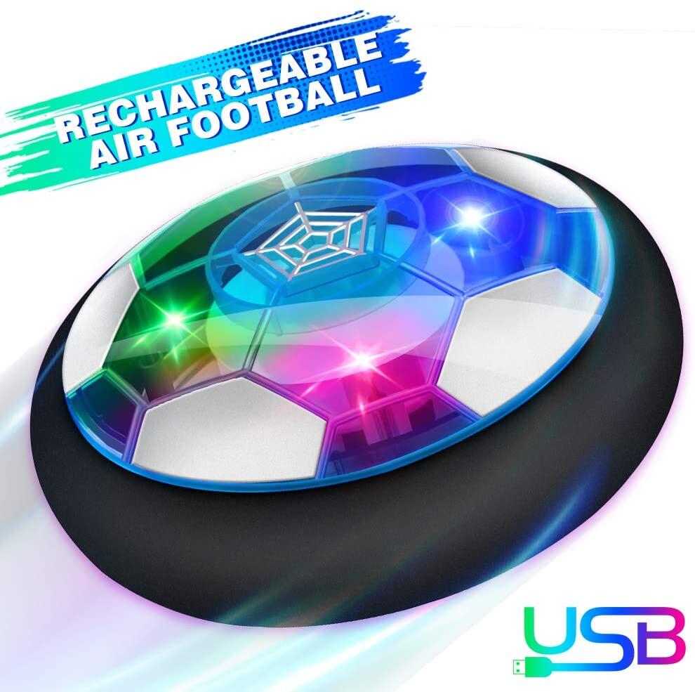 Growsland Kids Toys Hover Soccer Ball Gift Boys Girls Age 3,4,5,6,7,8,9-12 Year Old Rechargeable Air Power Football Sport Ball Game Colorful LED Light & Foam Bumpers Indoor Outdoor Air Soccer Disk Toy UPC 745695187871 NO.YF-221