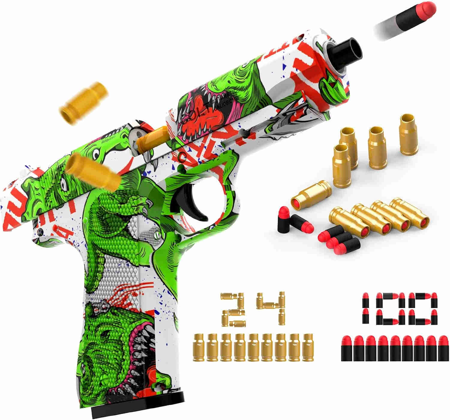 Growsland Shell Ejecting Toy Gun for Kids, Plastic Pistol Blaster with Soft Foam Bullet, Children Gadget Shooting Game for Indoor Outdoor